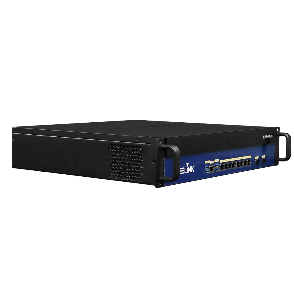 EZE-GW810 angled view showing SFP fiber and management ports