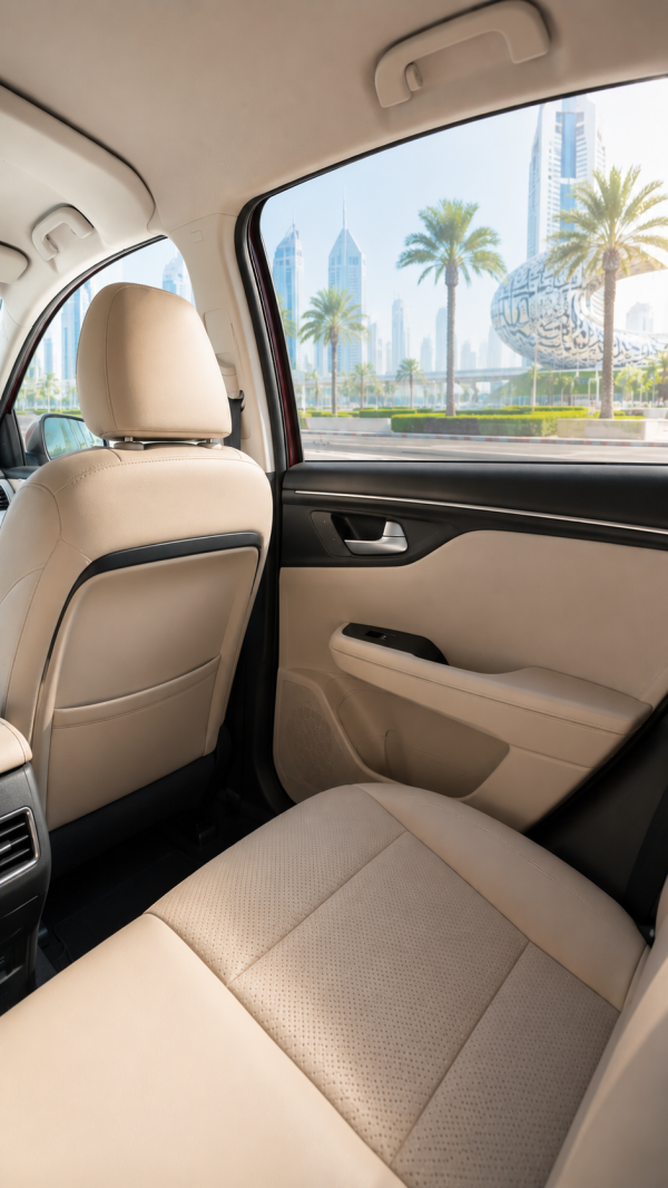 Passenger cabin of a connected vehicle on Dubai's Sheikh Zayed Road