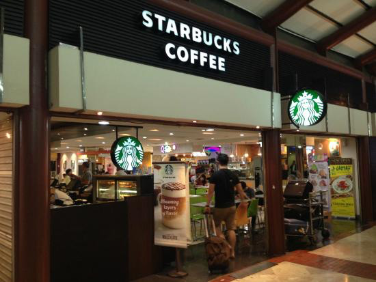Entrance to a Starbucks outlet in a shopping concourse